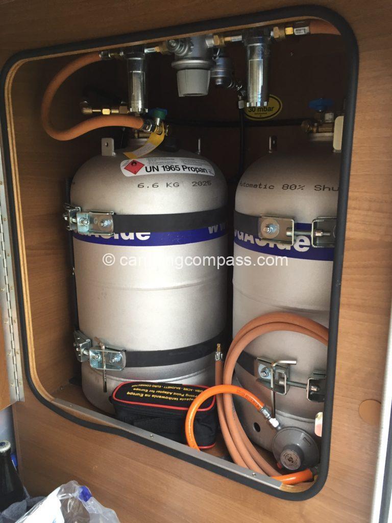 Motorhome gas system - refillable cylinders made by alugas