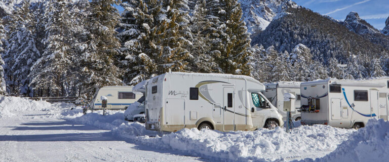Camping Al Plan during winter season Dolomiti Alta Badia